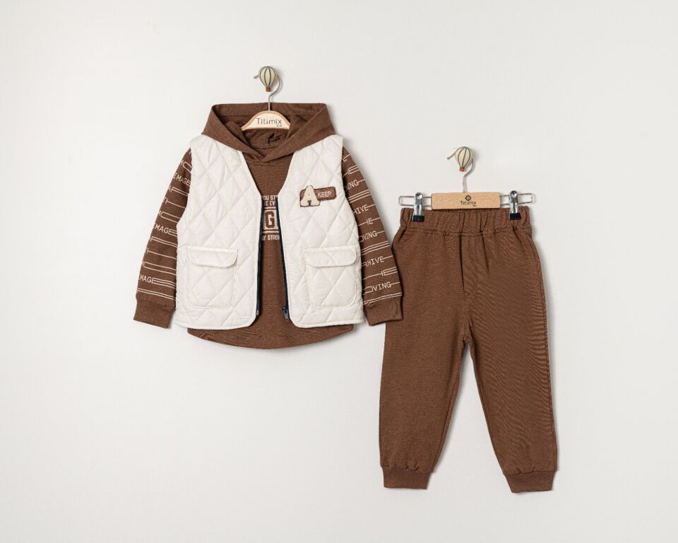 Kapitone Yelekli Üçlü Takım