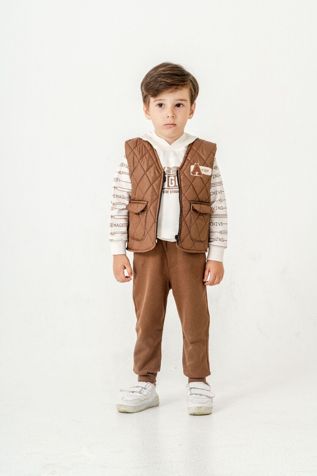 Kapitone Yelekli Üçlü Takım