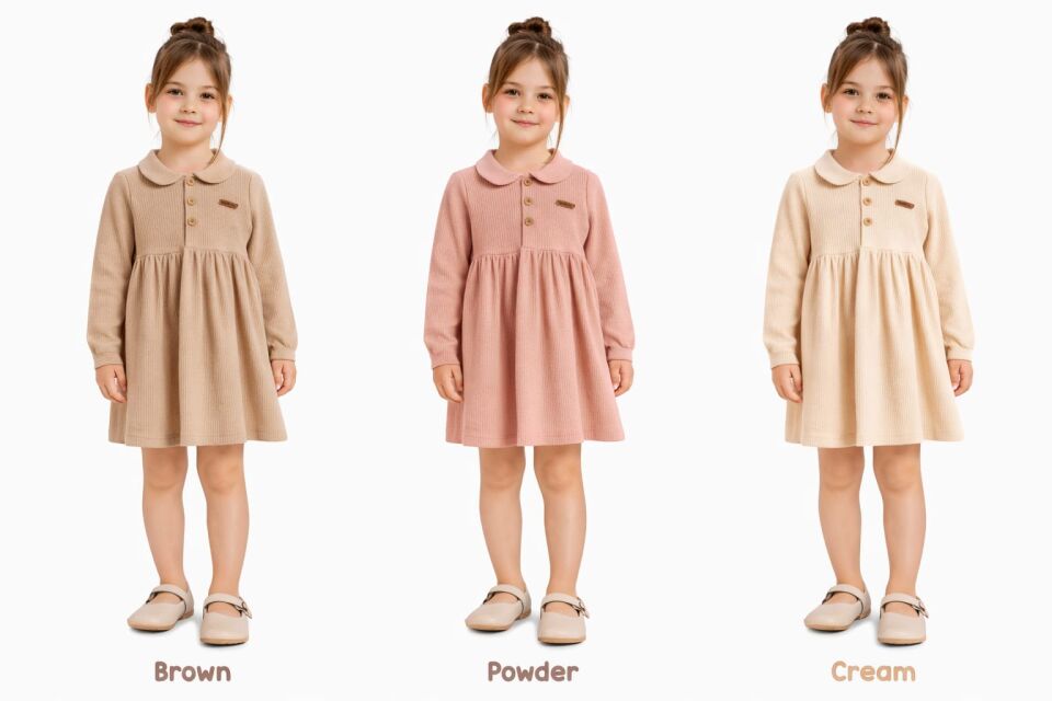KIZ  ÇOCUK & BEBEK PUMUK ELBİSE Krem - 5 Yaş