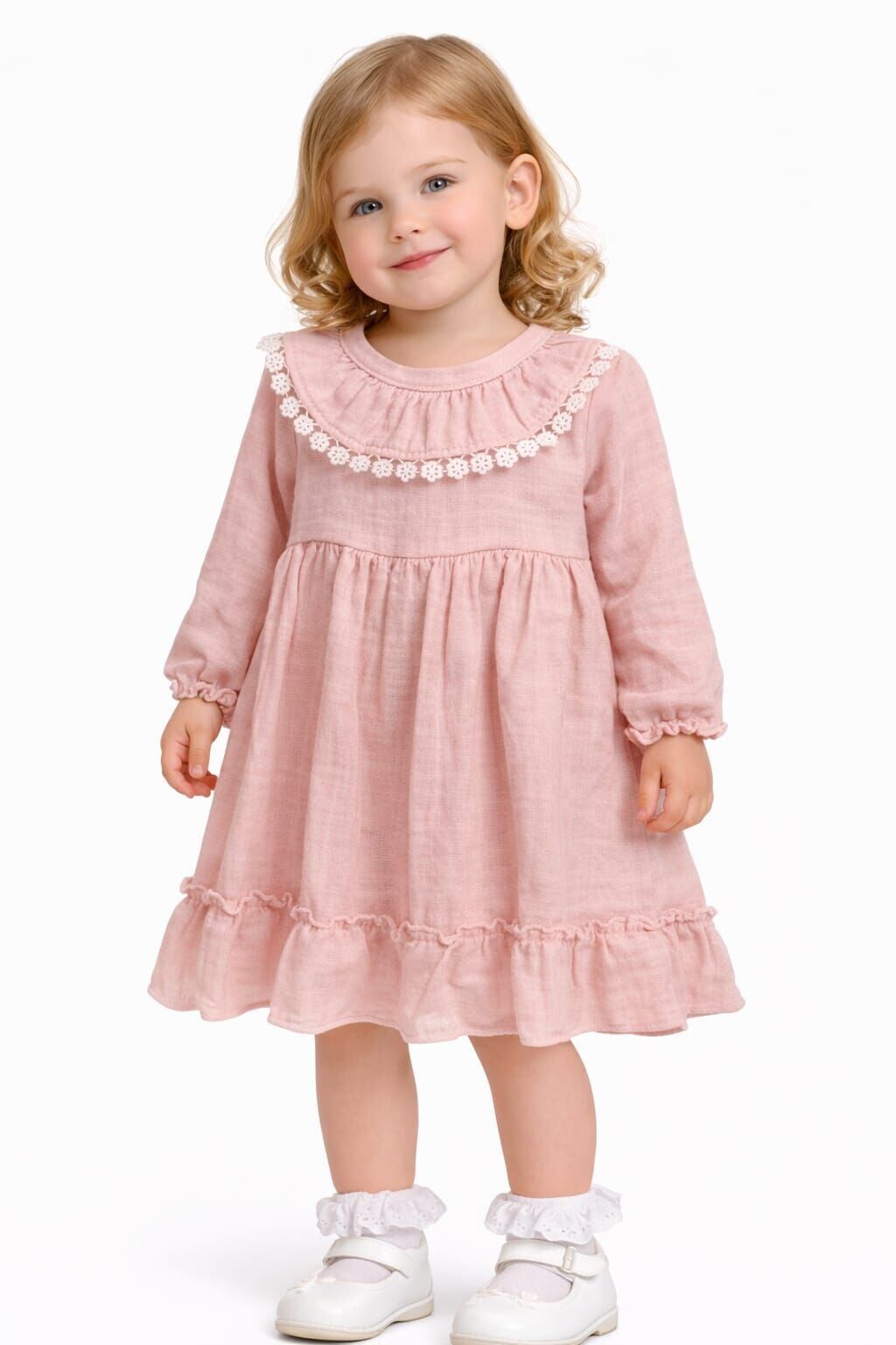 Vinel Kız Bebek Elbise 18 Ay - Toz pembe