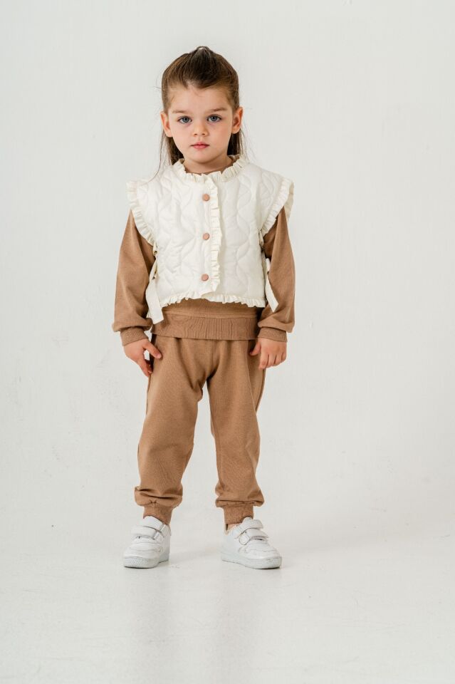 Fırfır Yelekli Üçlü Takım