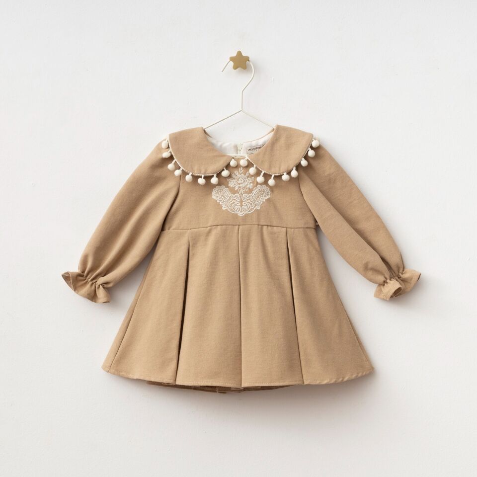 Keten Ponponlu Elbise