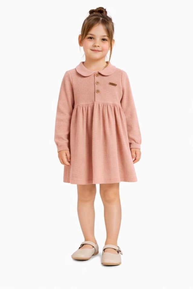 KIZ  ÇOCUK & BEBEK PUMUK ELBİSE pudra - 5 Yaş