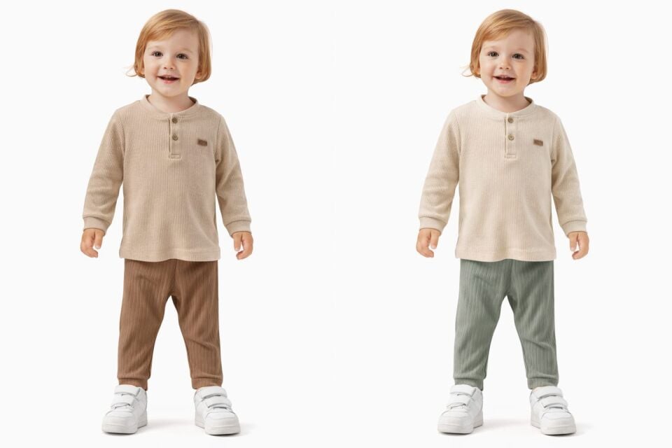 BEBEK UZUN KOLLU TİŞÖRT PANTOLON 2'Lİ TAKIM