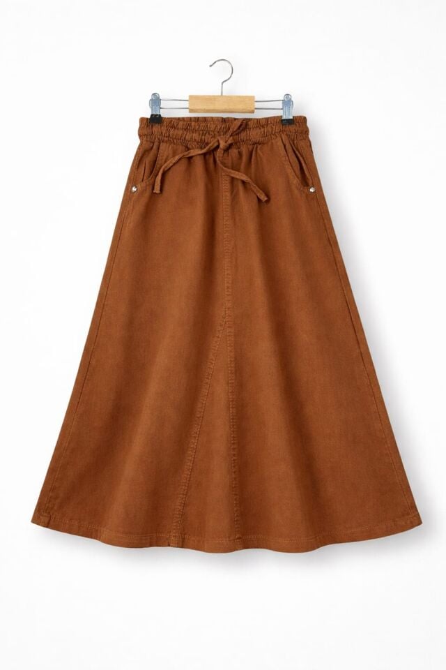 BELİ LASTİKLİ KOT A KESİM KLOŞ ETEK