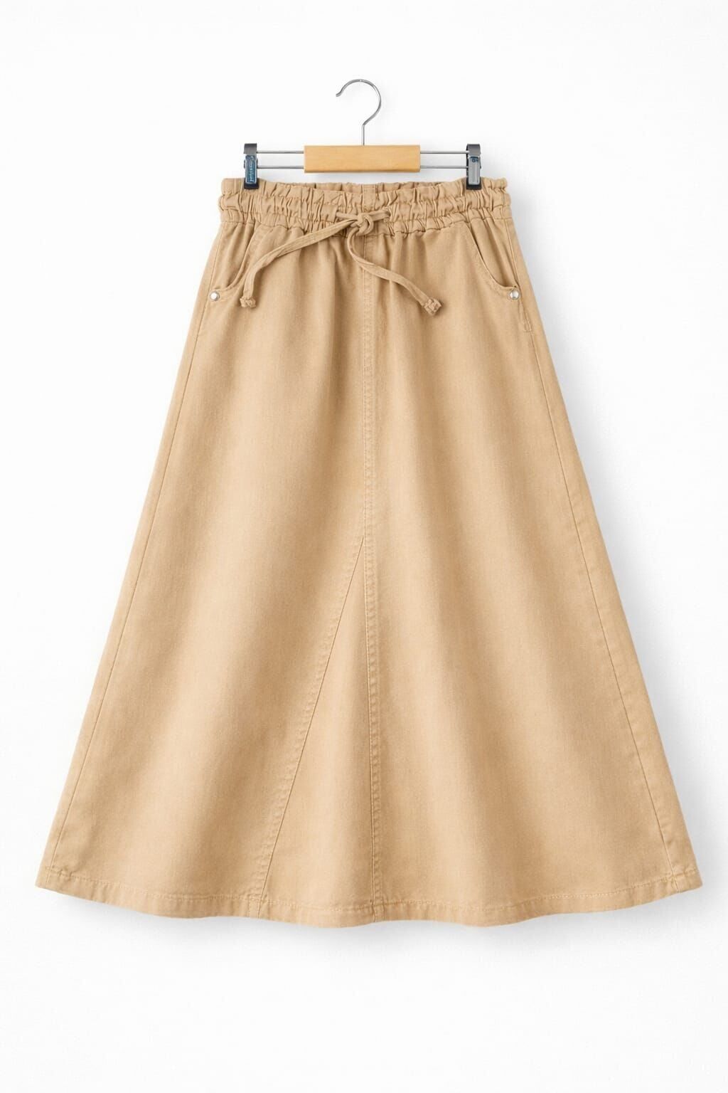 BELİ LASTİKLİ KOT A KESİM KLOŞ ETEK Bej - 12 Yaş