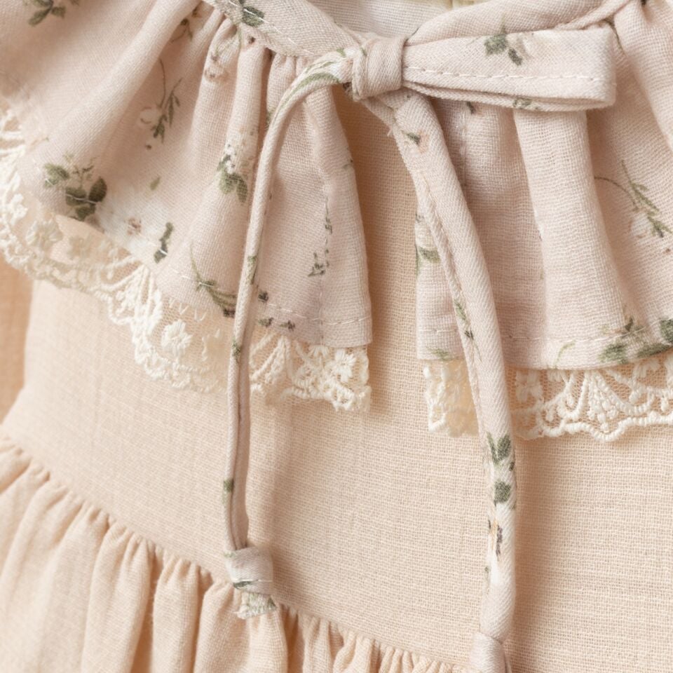 %100 Pamuk Bebe Yakalı Müslin Elbise Pembe - 24 Ay