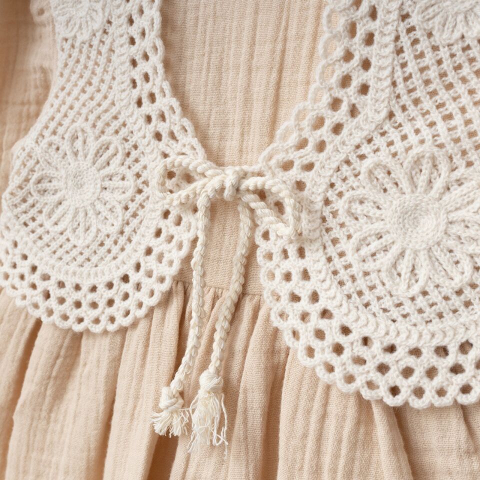 %100 Pamuk Müslin Kumaş Örme Yelekli Elbise