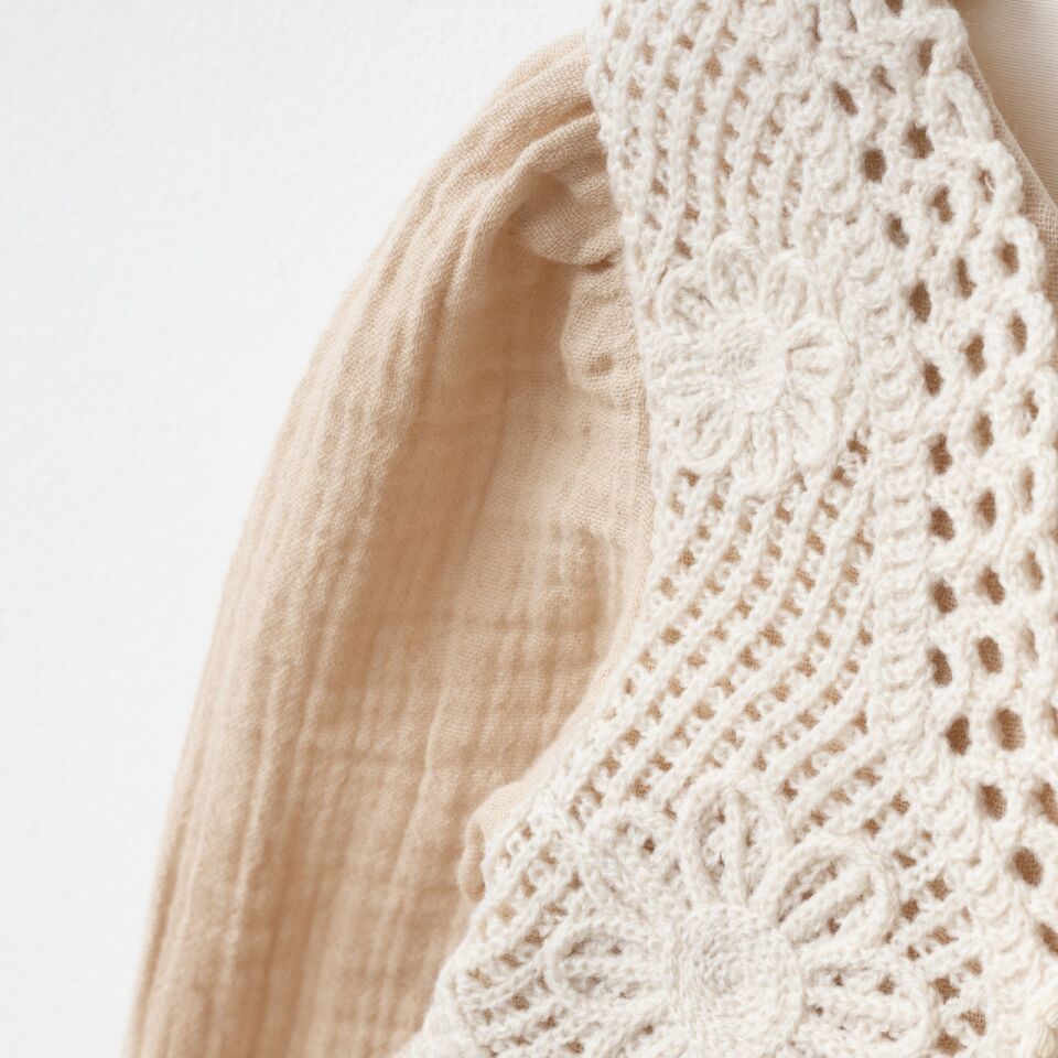 %100 Pamuk Müslin Kumaş Örme Yelekli Elbise