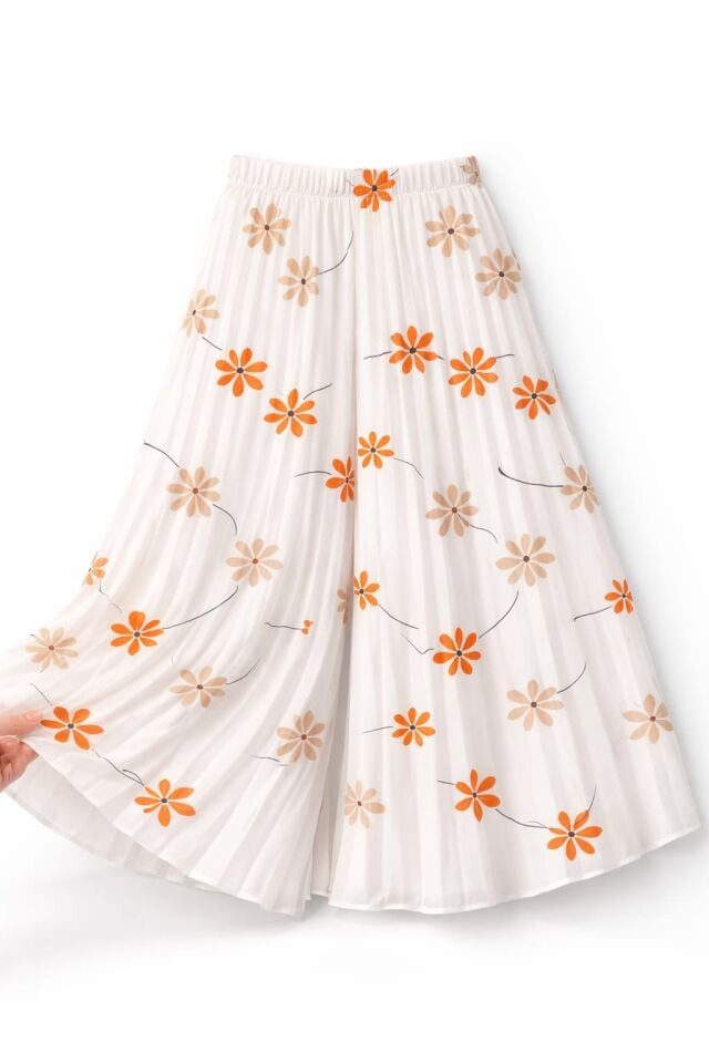 PİLİSELİ ŞİFON ETEKLİ PANTOLON