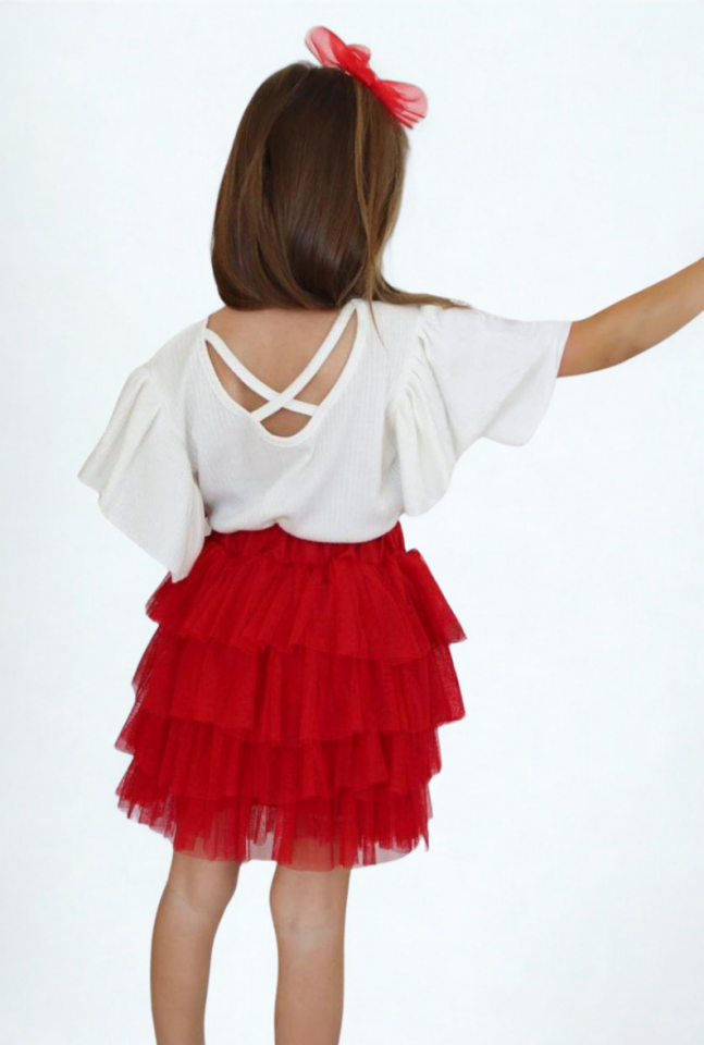 Rovi Kız Çocuk Tütü Etek 2'li Takım Kırmızı - 9-10 yaş