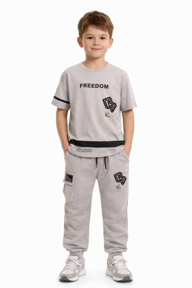 Veron Erkek Çocuk 2’li Takım 12 Yaş - Açık Gri