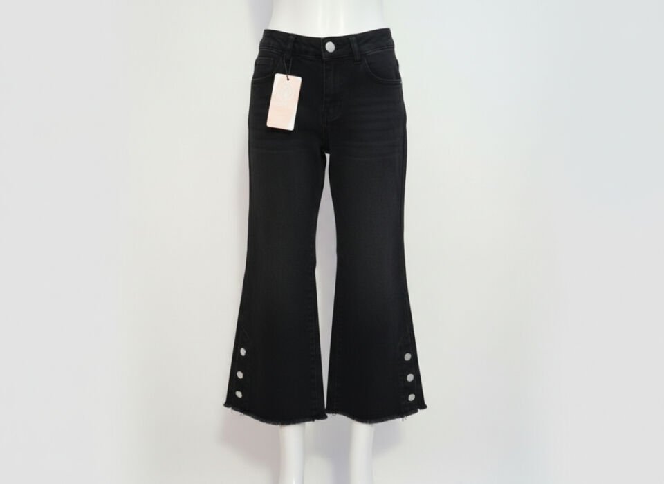 KIZ ÇOCUK PAÇA DETAYLI KOT  PANTOLON