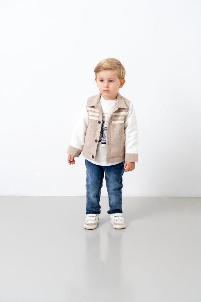 Kadife Ceketli Üçlü Set