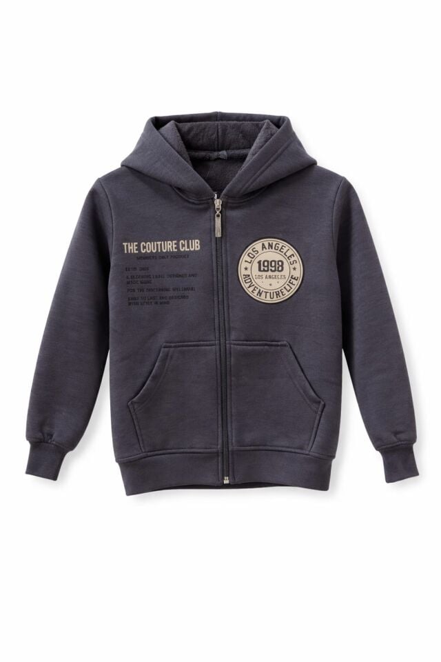 ÜÇ İPLİK ŞARDONLU SWEATSHİRT YUMUŞAK  SICAK TASARIM Füme - 11-12 yaş