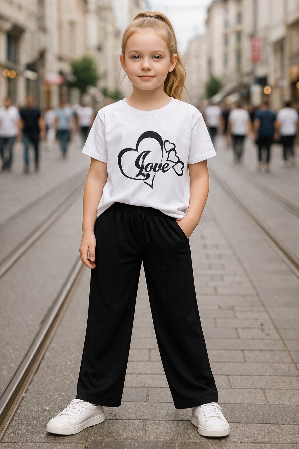 Tina Kız Çocuk 2’li Takım Keten Kumaş Siyah - 9-10 yaş