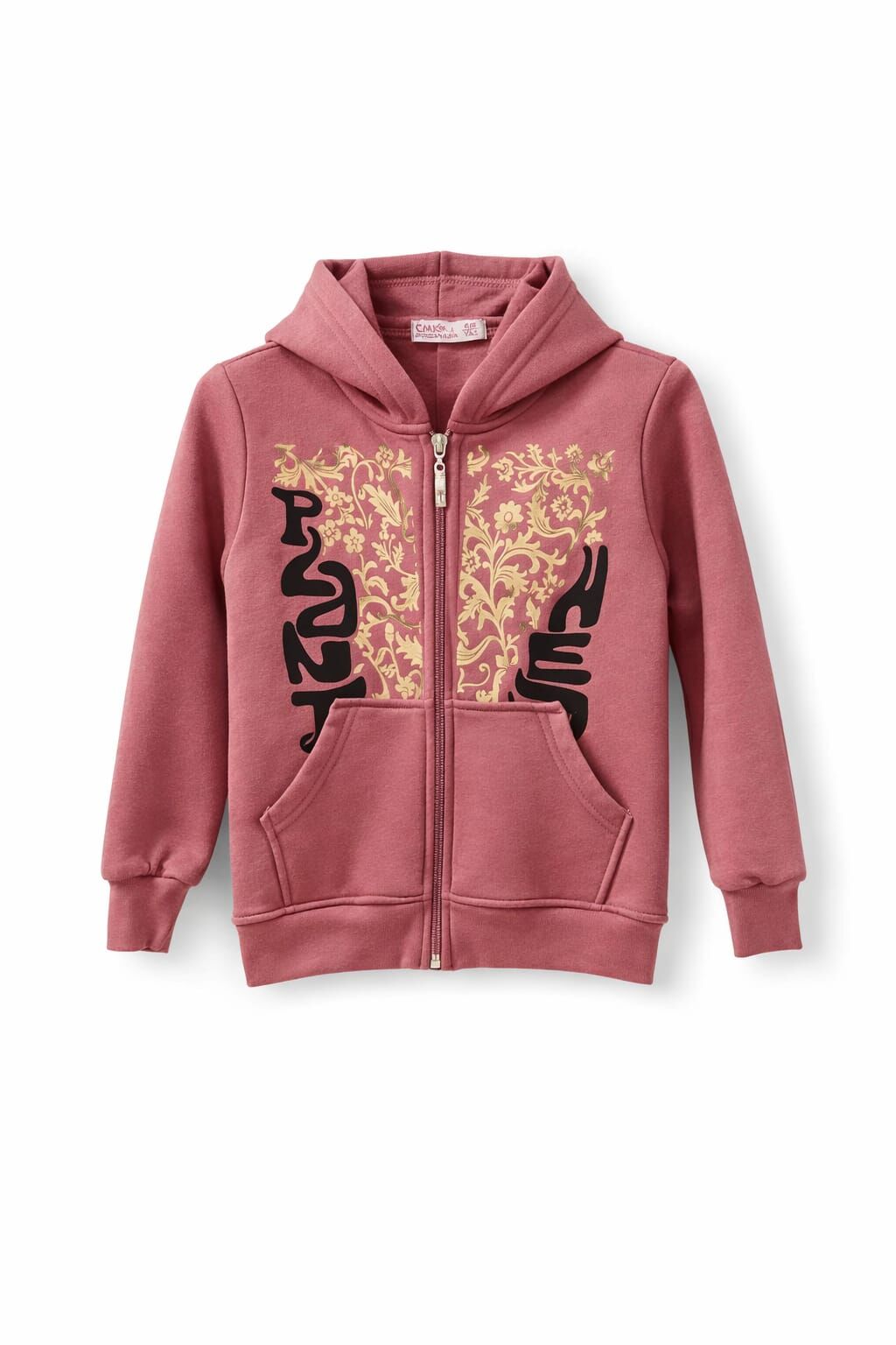 KIZ ÇOCUK ÜÇ İPLİK ŞORDONLU  KAPÜŞONLU FERMUARLI SWEATSHİRT