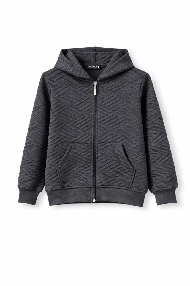 KAPİTONE FERMUARLI KAPÜŞONLU SWEATSHİRT Kahverengi - 11 - 12 Yaş