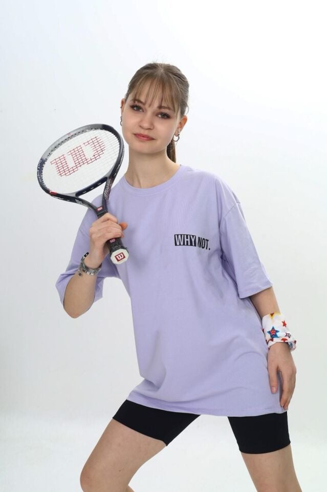 Mevan Unisex Oversize T-Shirt 16 Yaş - Lila