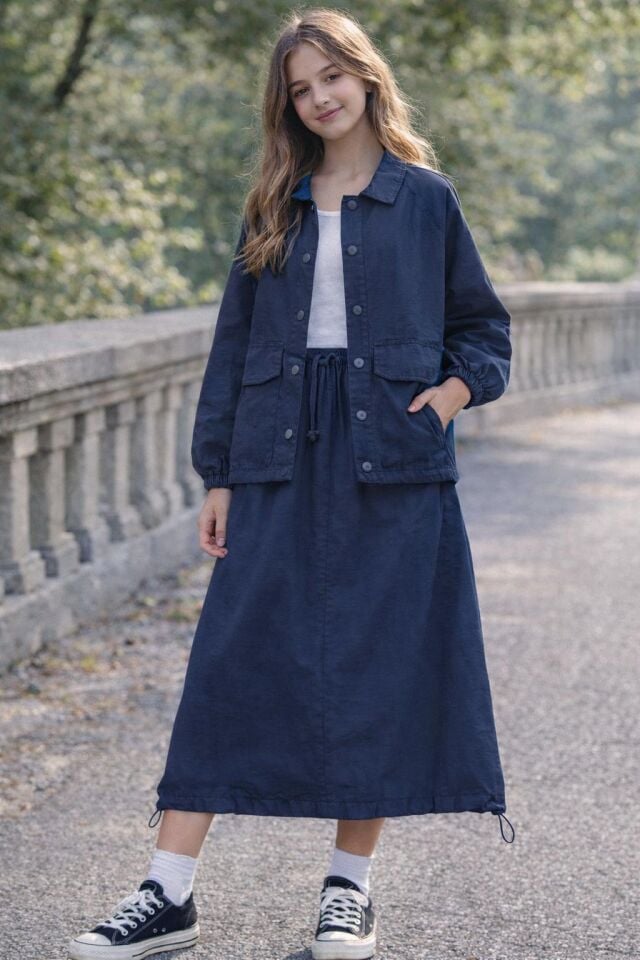 KIZ ÇOCUK ETEKLİ PARAŞUT KUMAŞ 2'Lİ TAKIM