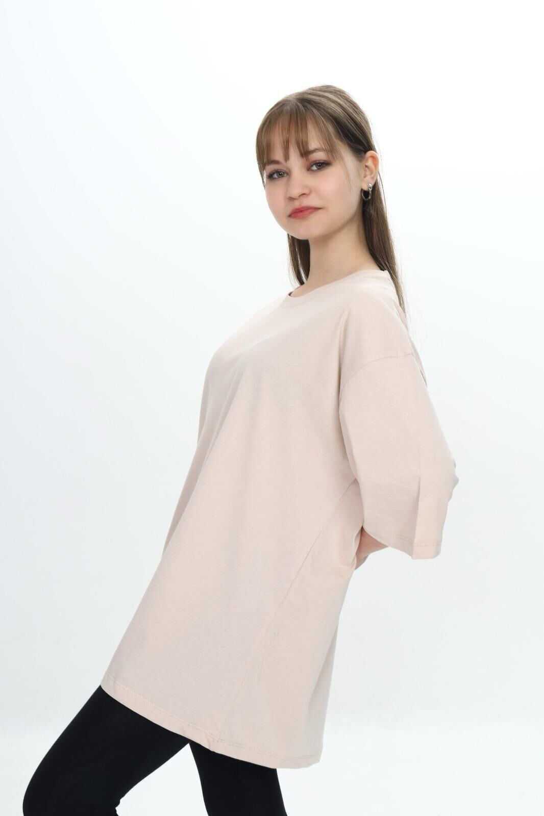 Rivel Unisex Oversize T-Shirt 12 Yaş - Bej