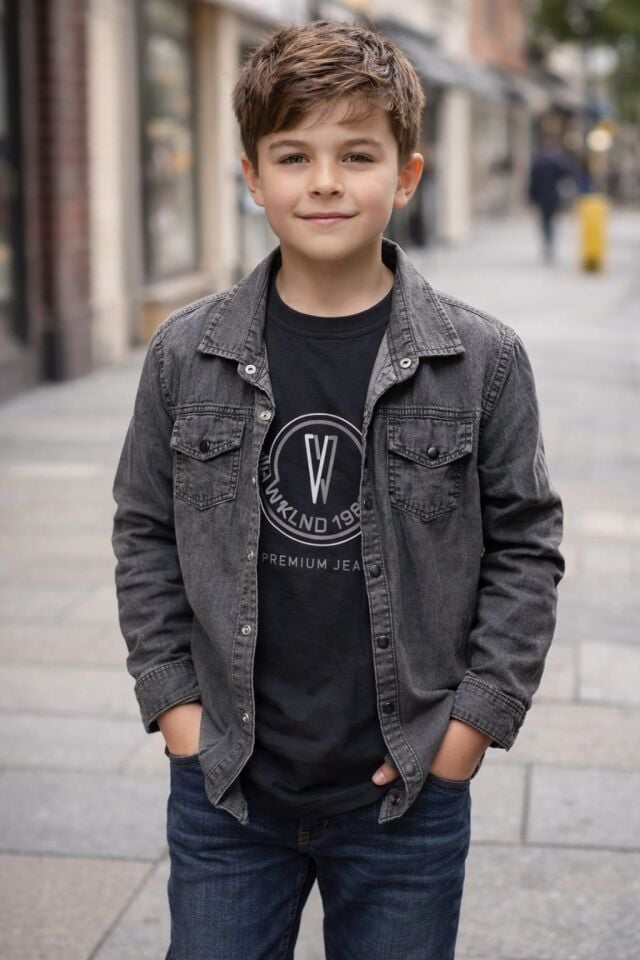 ERKEK ÇOCUK KOT GÖMLEK VE  BASKILI TİŞÖRT 2'Lİ TAKIM Siyah - 15 Yaş