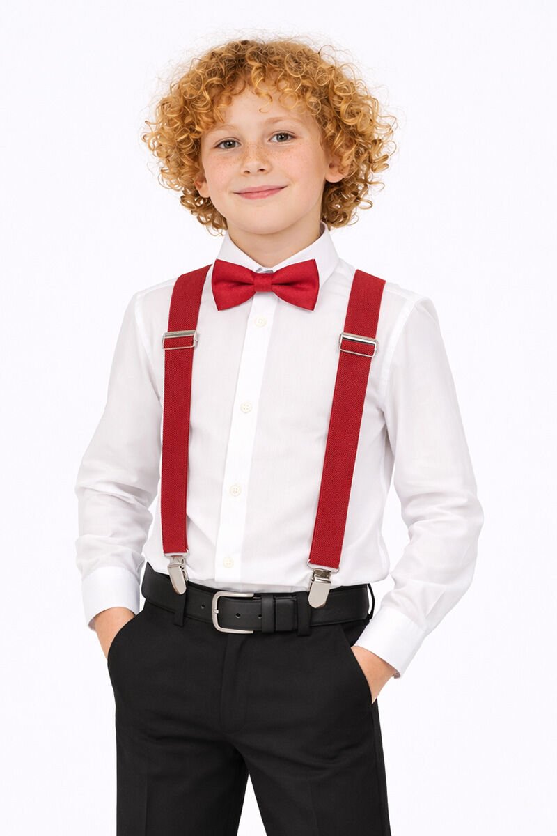 Erkek Çocuk Askı ve Papyon 2’li Set Kırmızı