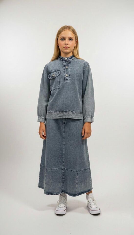 Denim Etek Gömlek Set