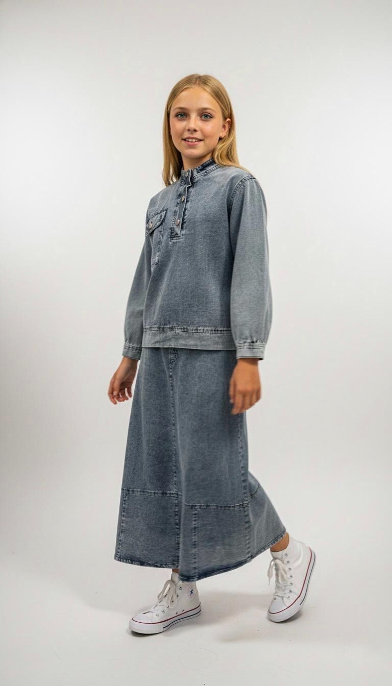 Denim Etek Gömlek Set