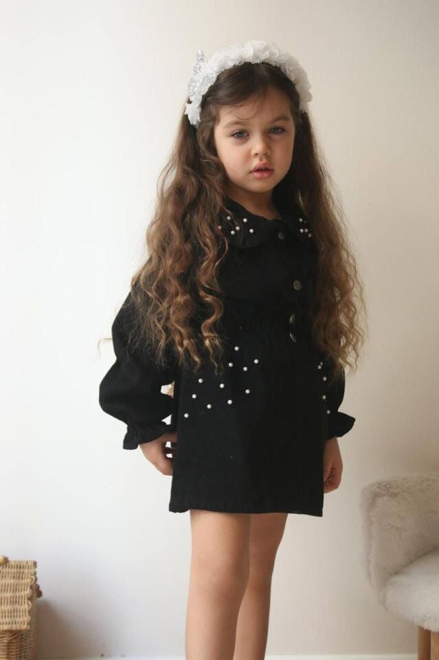 KIZ ÇOCUK İNCİ DETAYLI ETEKLİ TAKIM