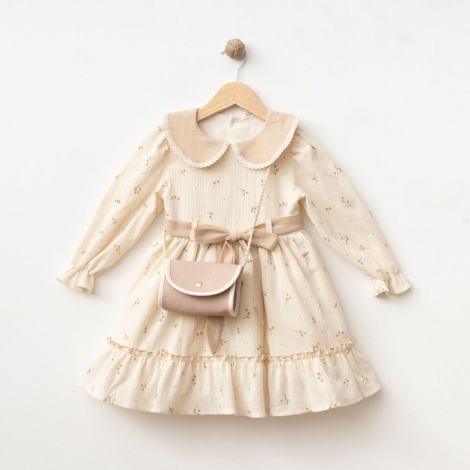 %100 Pamuk Kumaş Çantalı Elbise