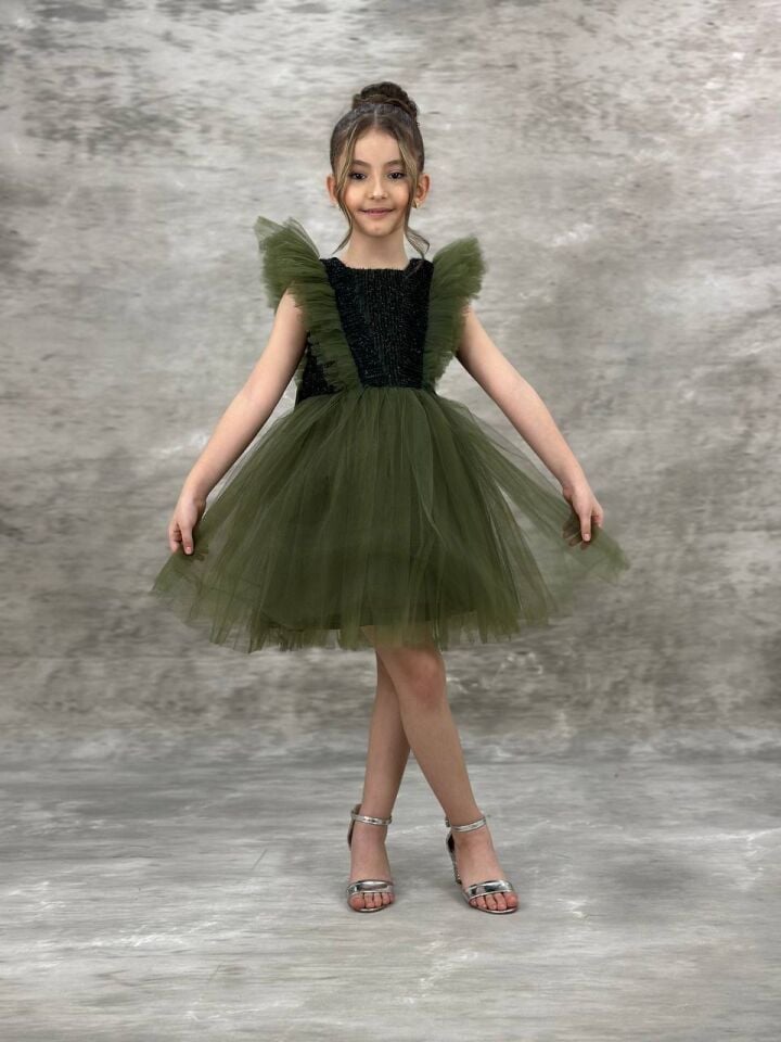 Simtaç Model Kız Çocuk Abiye Haki 9 Yaş