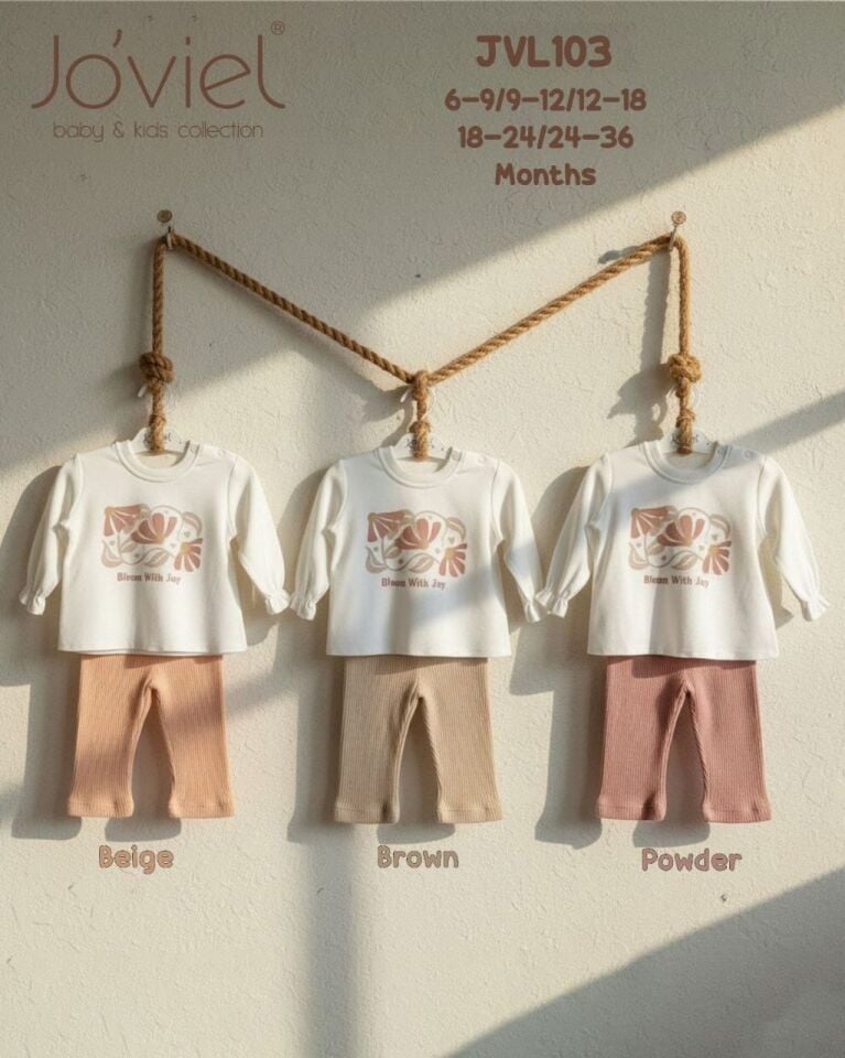 KIZ BEBEK %100 PAMUK GOFRE TAYTLI TAKIM pudra - 24-36 ay