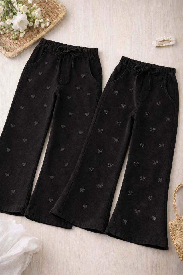 Beli Lastikli %100 Pamuk İspanyol Paça Pantolon