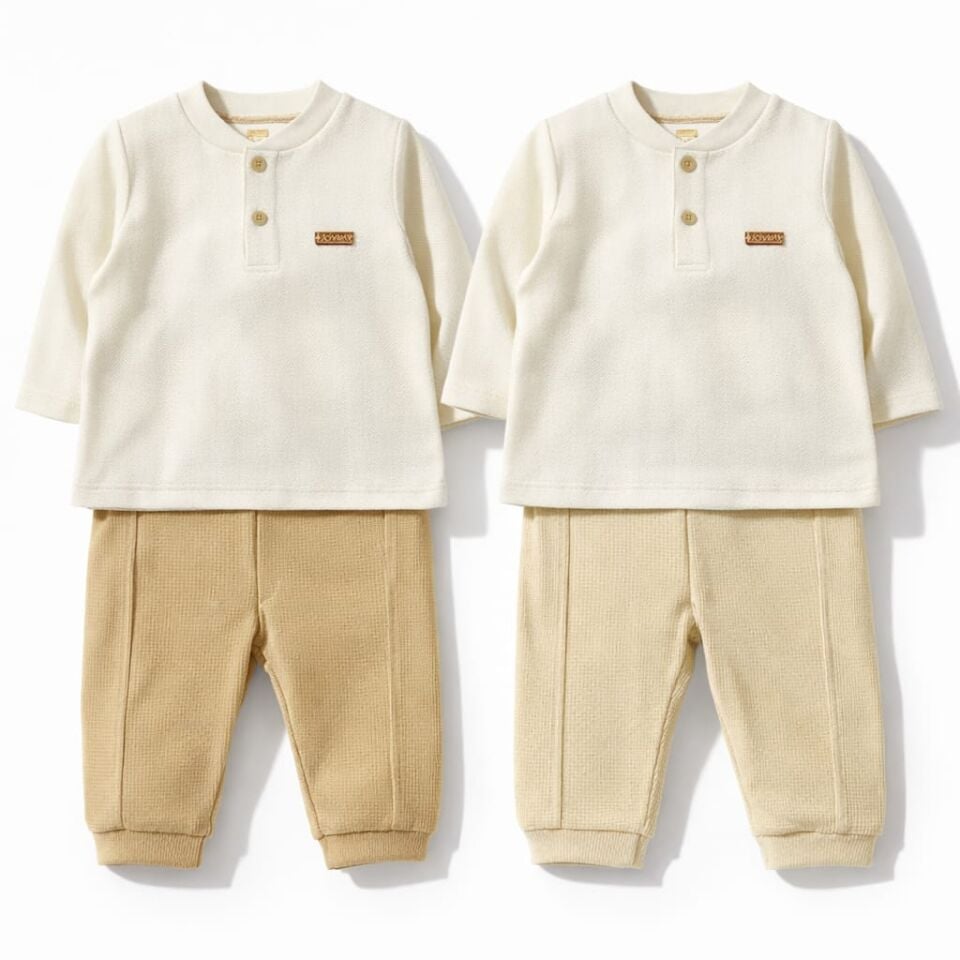 NATUREL %100 PAMUK BEBEK TAKIM 24-36 ay - Kahverengi