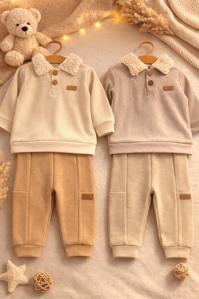 TEDDY YAKA BEBEK 2'Lİ TAKIM kiremit - 24-36 ay