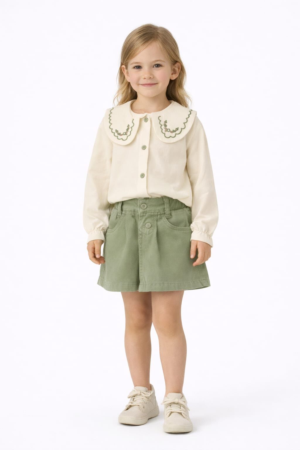 KIZ ÇOCUK ŞORT ETEKLİ NAKIŞ İŞLEMELİ 3'LÜ TAKIM