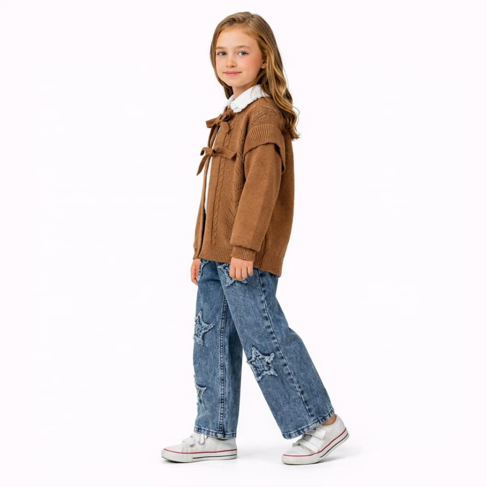 KIZ ÇOCUK TRİKO HIRKALI FİYONK DETAYLI TAKIM