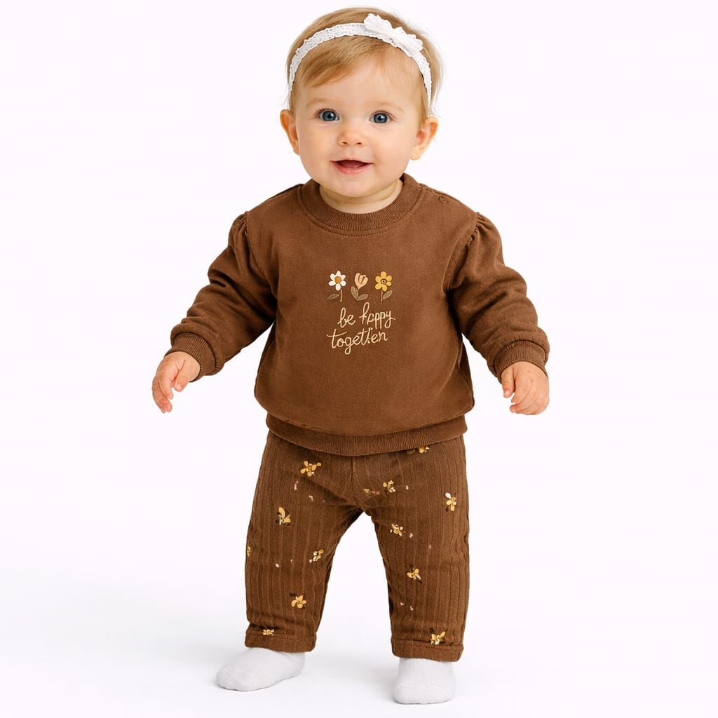 KIZ BEBEK ÇİÇEK DESENLİ 2'Lİ TAKIM