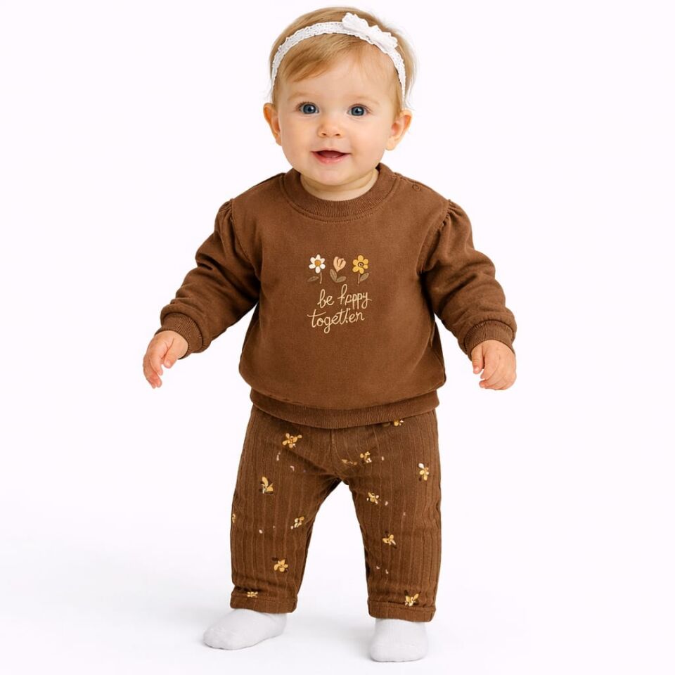 KIZ BEBEK ÇİÇEK DESENLİ 2'Lİ TAKIM