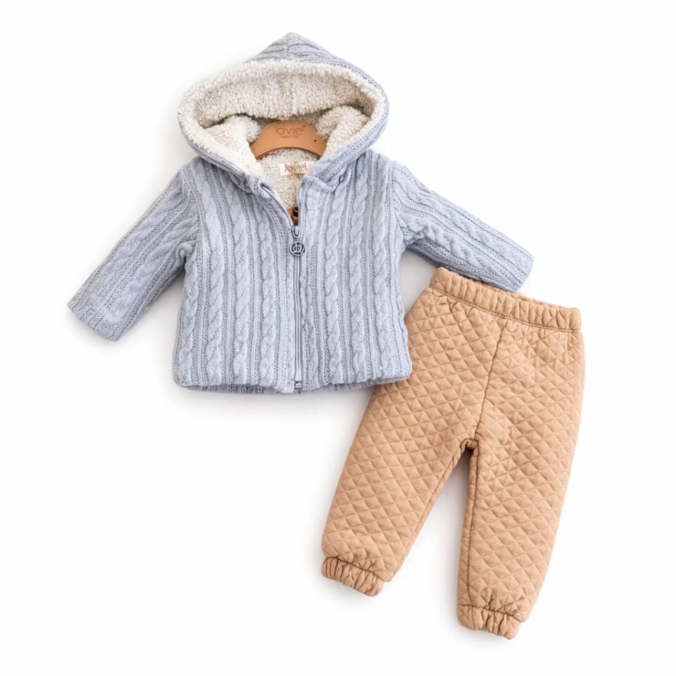 BEBEK PELUŞ HIRKA +PANTOLON 2'Lİ TAKIM