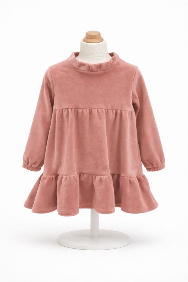 KIZ BEBEK KADİFE ELBİSE