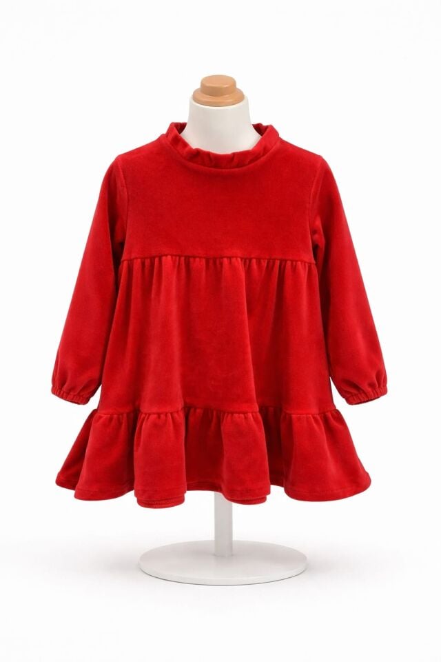 KIZ BEBEK KADİFE ELBİSE