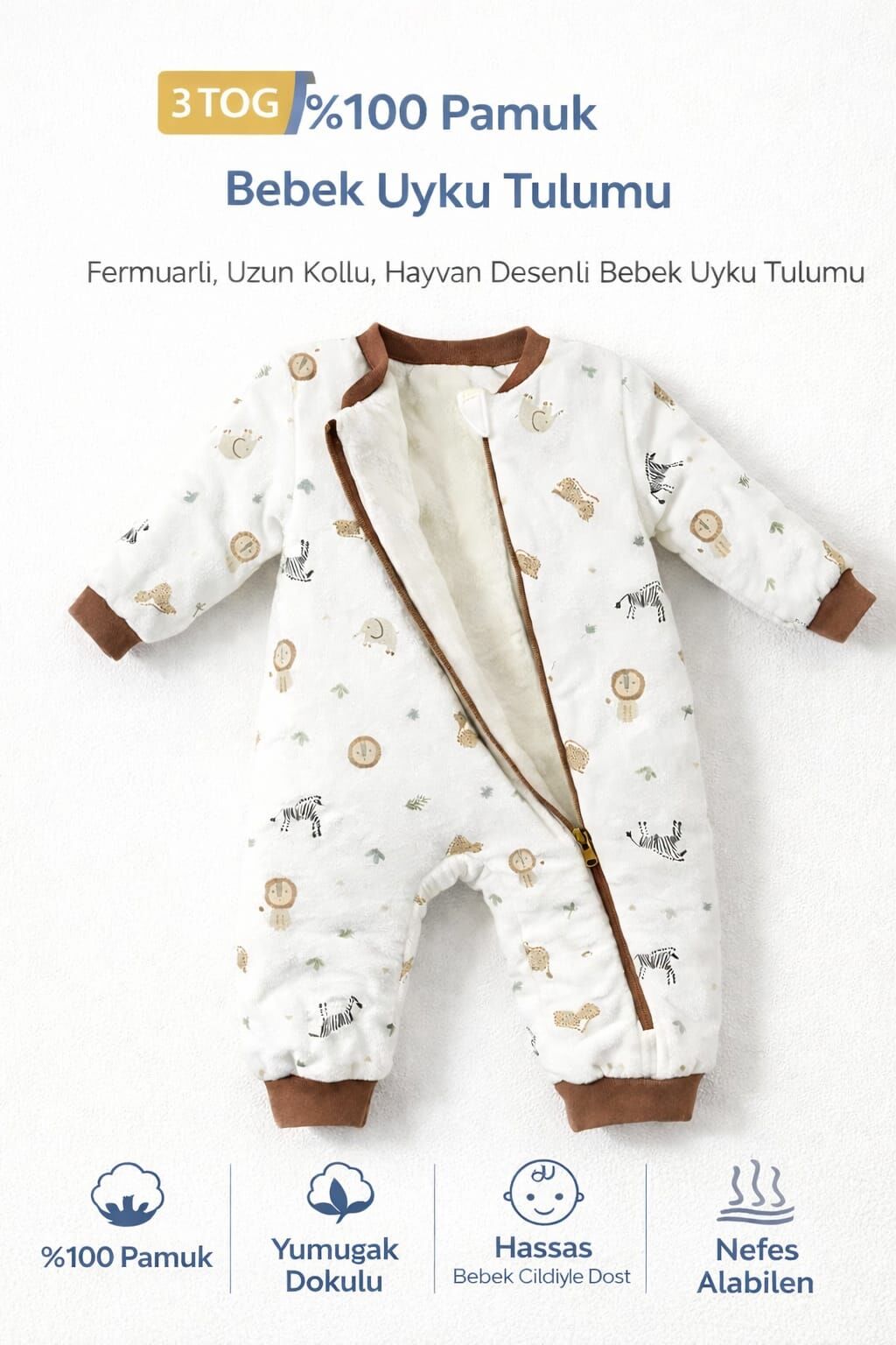 %100 PAMUK ASTARLI 3 TOG UYKU TULUMU