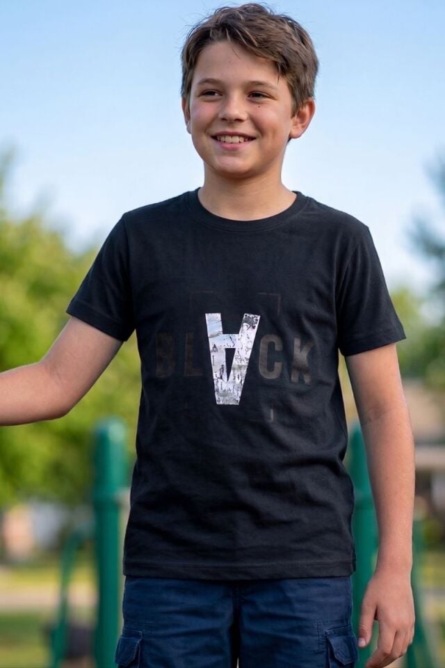 Razor Erkek Çocuk Likralı T-Shirt 8 Yaş - Siyah