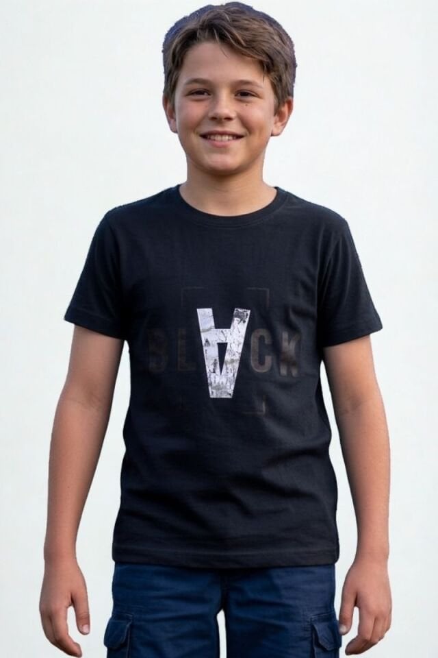 Razor Erkek Çocuk Likralı T-Shirt 12 Yaş - Siyah