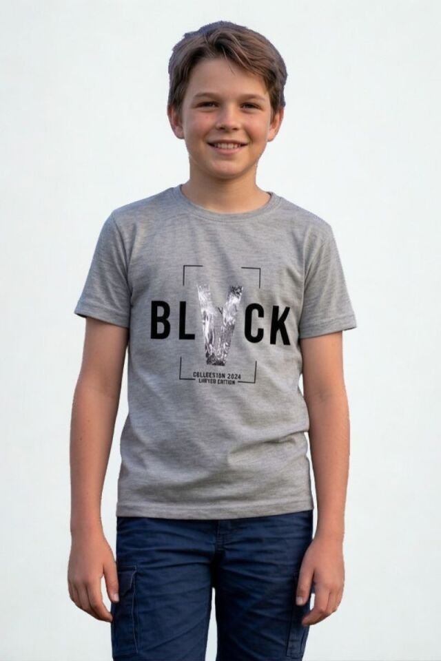 Razor Erkek Çocuk Likralı T-Shirt 6 Yaş - Açık Gri