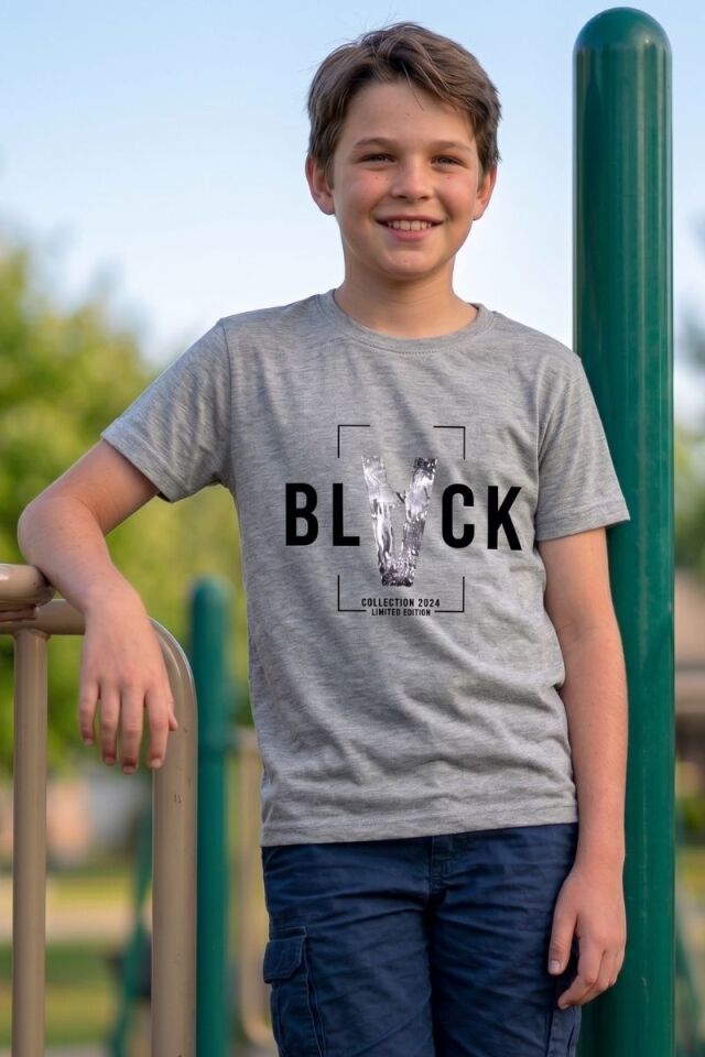 Razor Erkek Çocuk Likralı T-Shirt 6 Yaş - Açık Gri