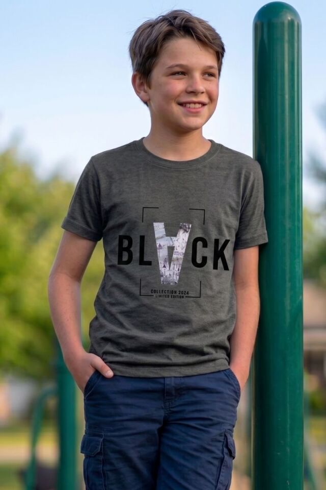 Razor Erkek Çocuk Likralı T-Shirt 6 Yaş - Koyu Gri