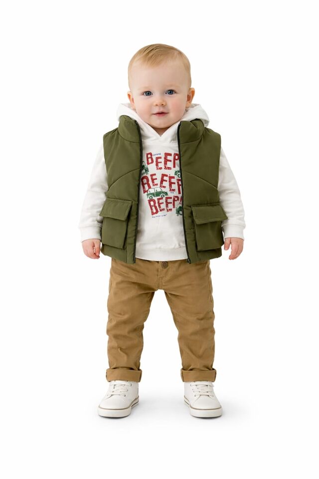 ERKEK BEBEK ŞİŞME YELEKLİ 3'LÜ TAKIM